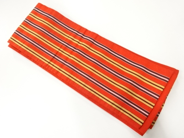 リサイクル　本場筑前博多縞模様織出し半幅帯